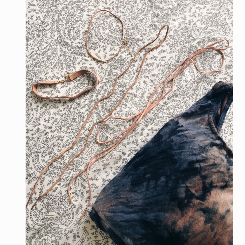🌟A’GACI Tan Faux Suede Choker Set (4) 🌟